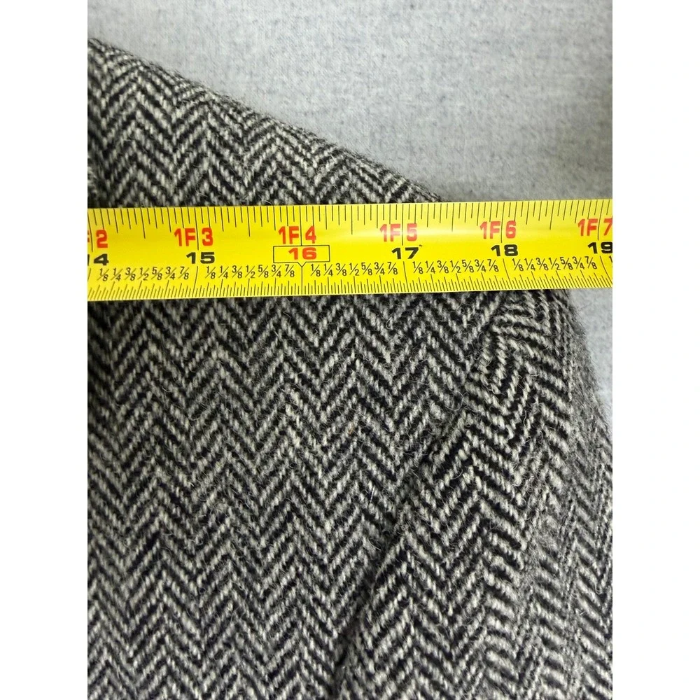 Bespoke Harris‎ Tweed Wool Herringbone Blazer Elbow Patch Mens 42R Grey